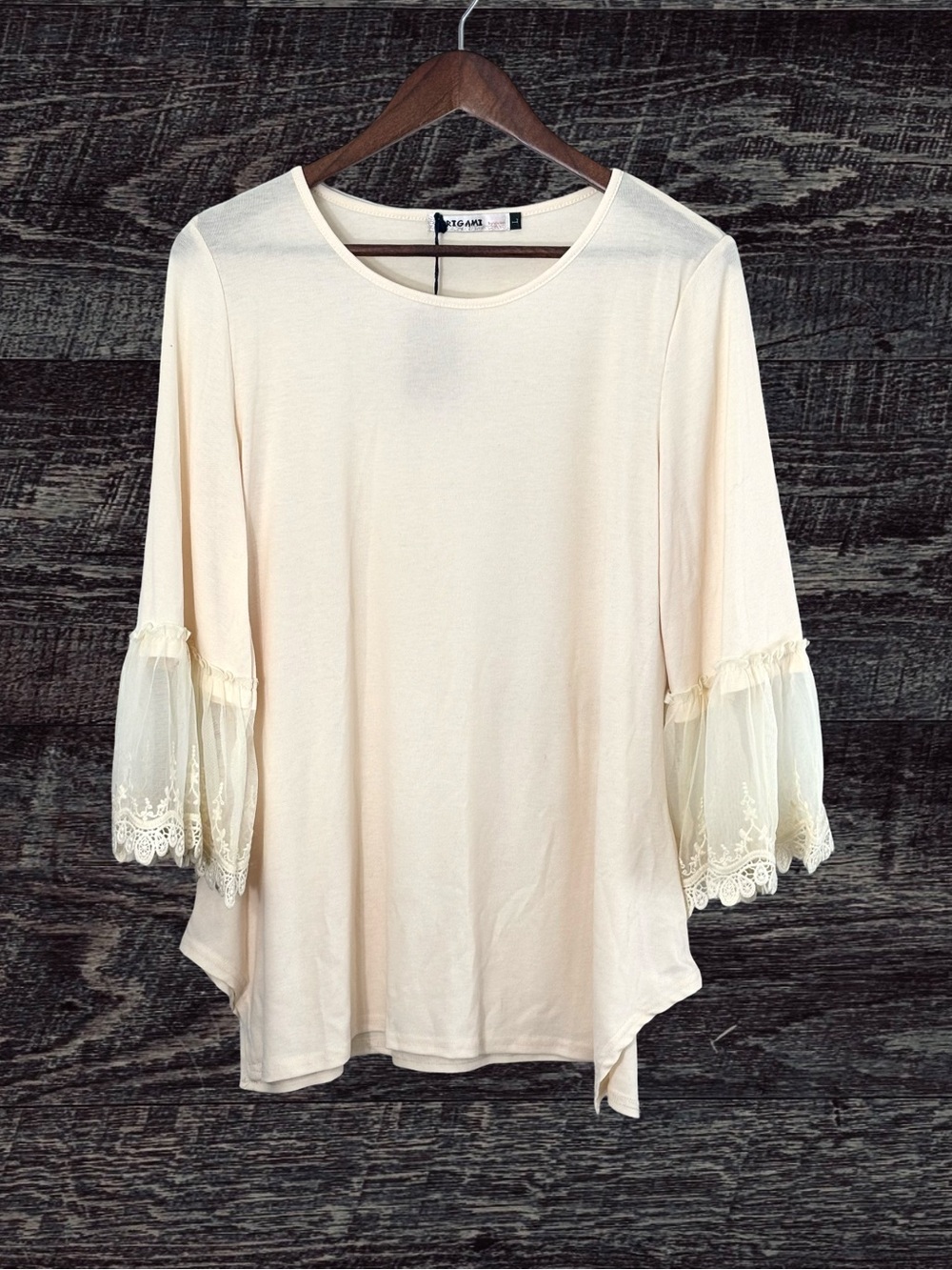 Origami Owl Cream Ruffled Bell Sleeve Blouse